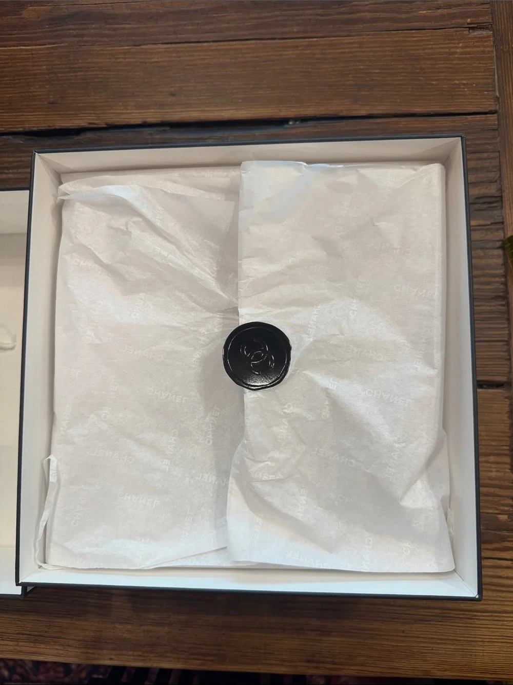 CHANEL White Box with Black Logo and Trim
